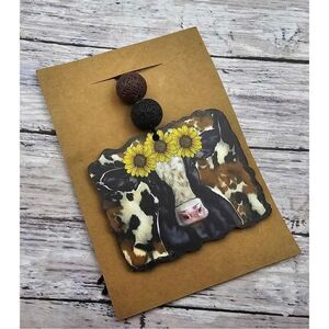Cow‎ with flowers car charm
